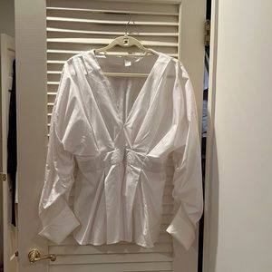 H&M white cotton blouse with French cuff sleeves